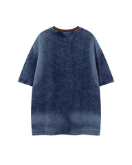 Appliqué Embroidered Denim Short-Sleeve T-Shirt