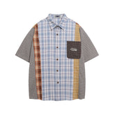 Retro colorblock short-sleeved shirt