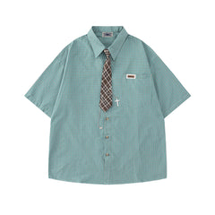Vintage check short-sleeved shirt