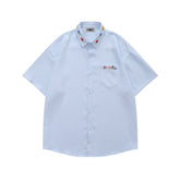 Embroidered plaid short-sleeved shirt