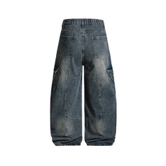 Distressed multi-pocket jeans