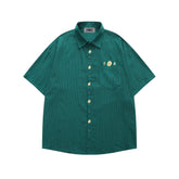 embroidered striped short-sleeved shirt