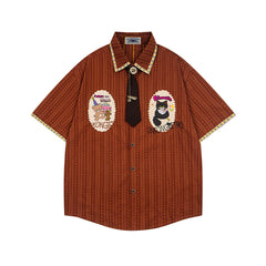 Cartoon Embroidered Short-Sleeve Shirt