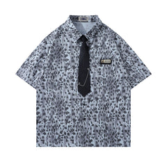Vintage leopard print short sleeve shirt