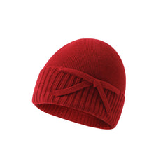 Double thickened solid color bow hat