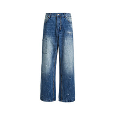 Splatter-painted ripped jeans
