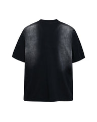 Embroidered distressed short-sleeved shirt