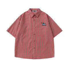 Fun plaid short-sleeved shirt