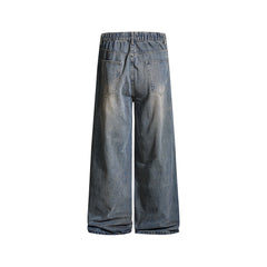Distressed straight jeans