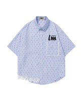 Cat Embroidered Short-Sleeve Shirt