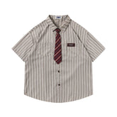 Striped shirt with vintage tie