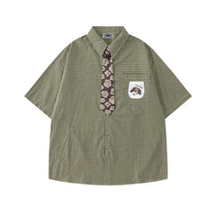 Vintage check short-sleeved shirt