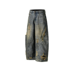 Washed distressed jeans