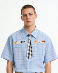 Vintage check short-sleeved shirt