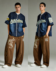 Retro letter casual pants