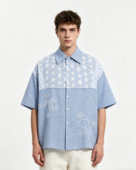 Star Embroidered Short-Sleeve Shirt