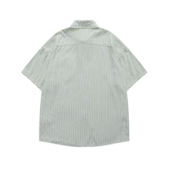 embroidered striped short-sleeved shirt
