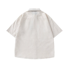 Simple vertical striped short-sleeved shirt