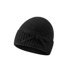 Double thickened solid color bow hat