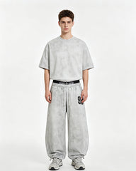 Double-waisted casual trousers