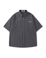 Retro plaid short-sleeved shirt