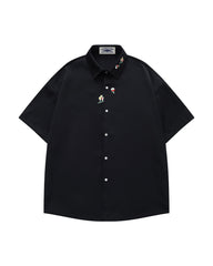 Floral Embroidery Short-Sleeve Shirt