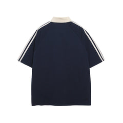Contrast color lettering short sleeve shirt