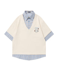 Faux two-piece polo shirt