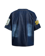 Retro denim short-sleeved shirt
