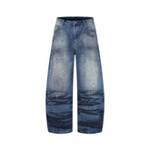 distressed wide-leg jeans