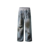 Patchwork ripped jeans