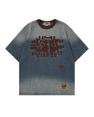 Washed distressed short sleeves