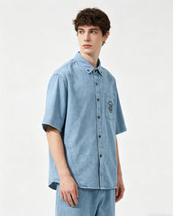 Retro embroidered short-sleeved shirt