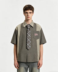 Color-blocked short-sleeved shirt