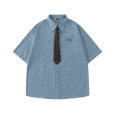 Vintage check short-sleeved shirt