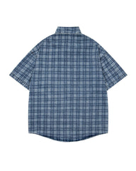 Embroidered plaid short-sleeved shirt