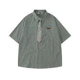 Simple plaid short-sleeved shirt