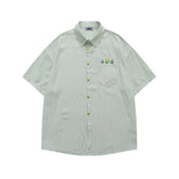 embroidered striped short-sleeved shirt