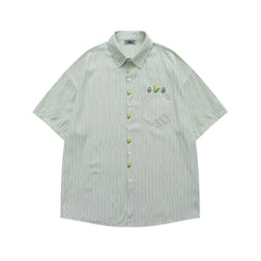 embroidered striped short-sleeved shirt