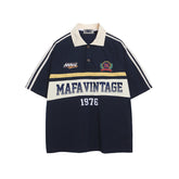 Contrast color lettering short sleeve shirt