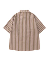 Vertical striped necklace short-sleeved shirt