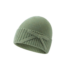 Double thickened solid color bow hat