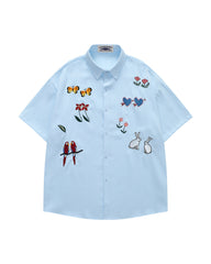 Colorful floral short-sleeved shirt