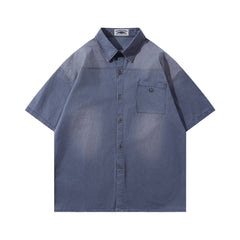 Vintage workwear short-sleeved shirt