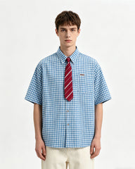 Casual plaid short-sleeved shirt