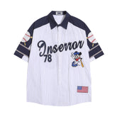 American retro vertical striped baseball shirt