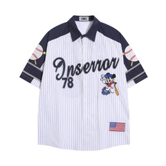 American retro vertical striped baseball shirt