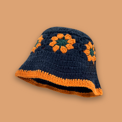 Crochet contrast color retro all-match woolen hat