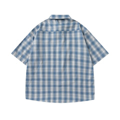 Plaid Lapel Short Sleeve Shirt