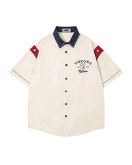 Contrast Color Puppy Short Sleeve Shirt